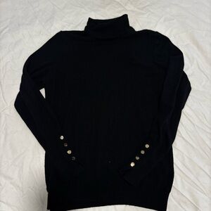 Ricki's Black Turtleneck Sweater with Gold Button Details